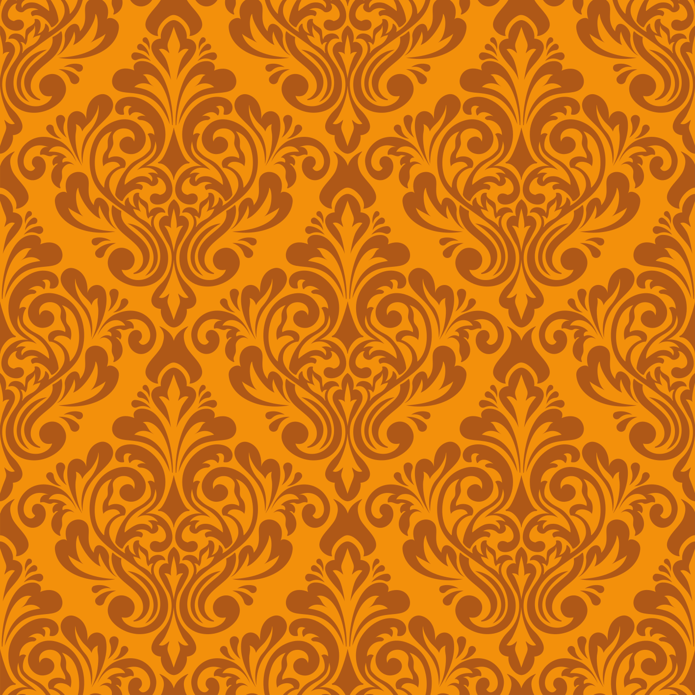 Orange rug in vintage orange damask design - TenStickers