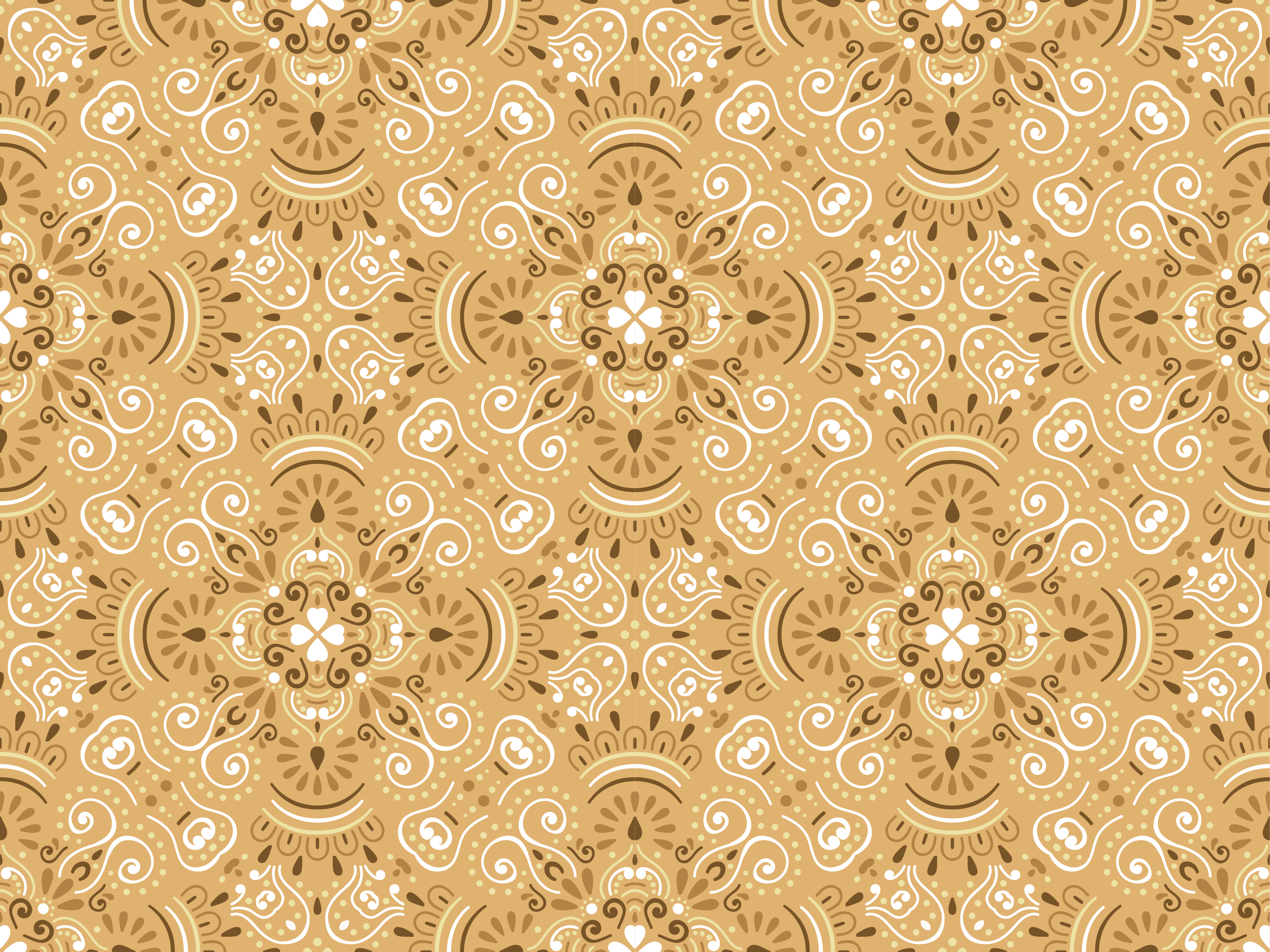 Orange rug with vintage beige ornamental design - TenStickers