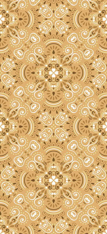 Orange rug with vintage beige ornamental pattern - TenStickers