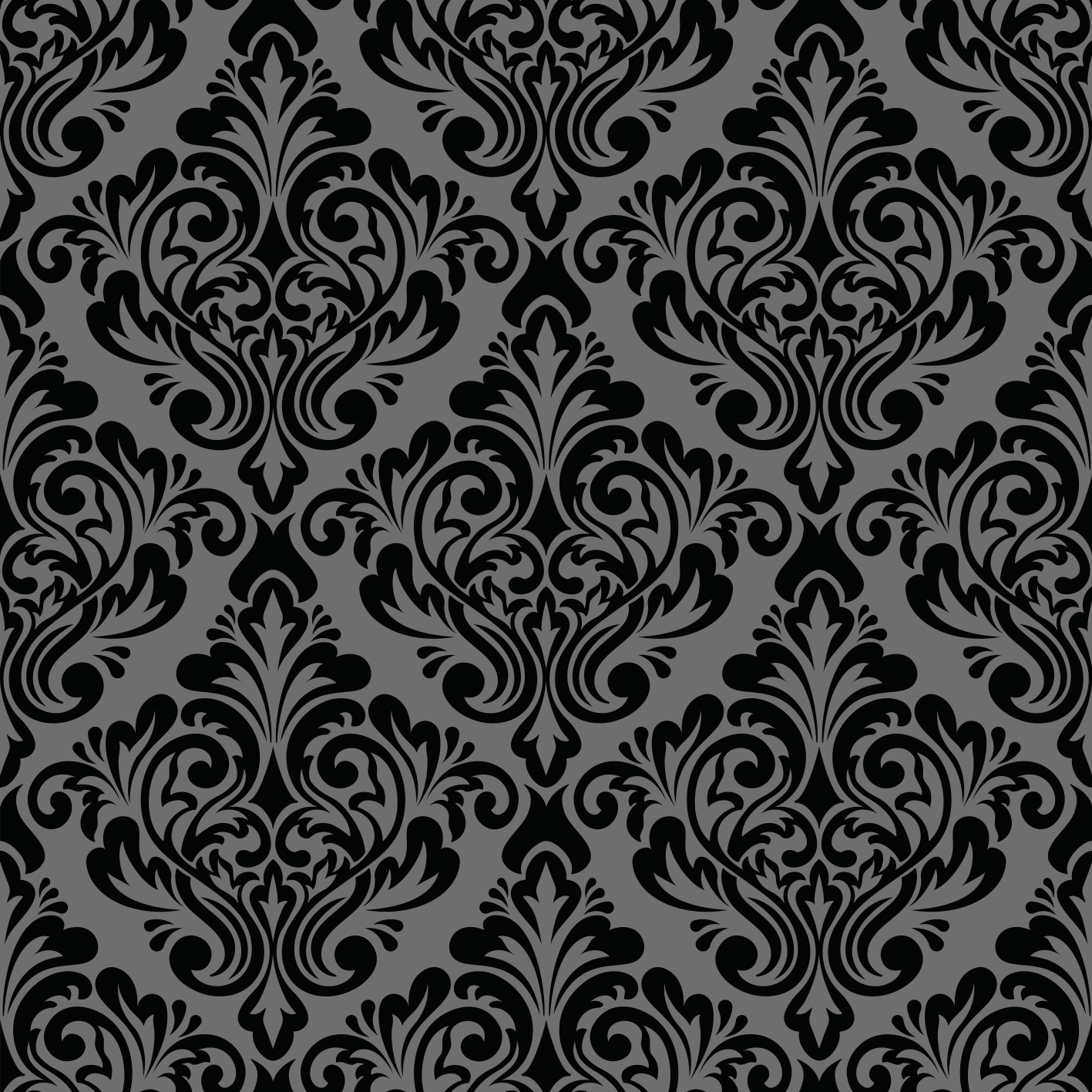 Black rug vintage black damask design - TenStickers