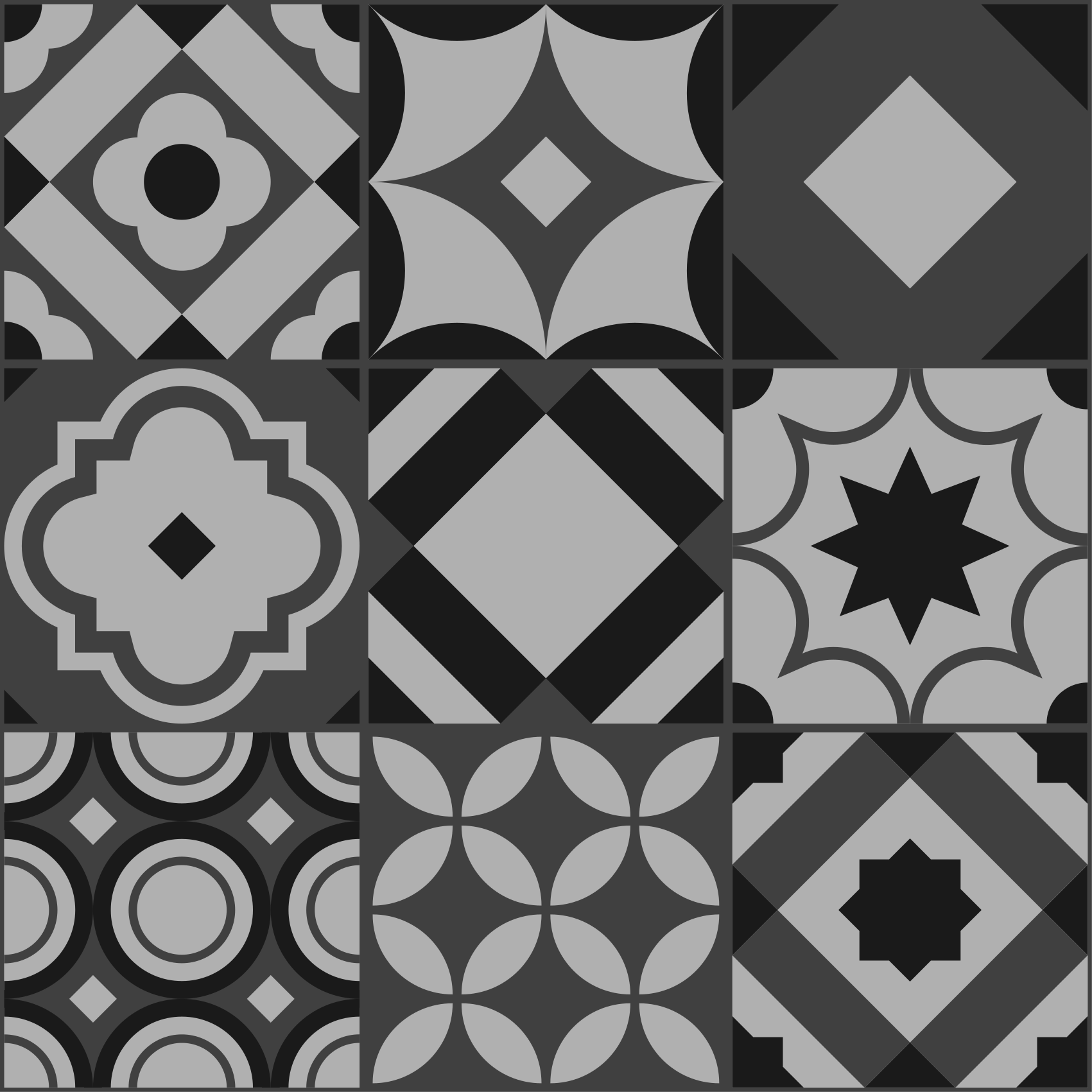 Black rug with black tiles design - TenStickers