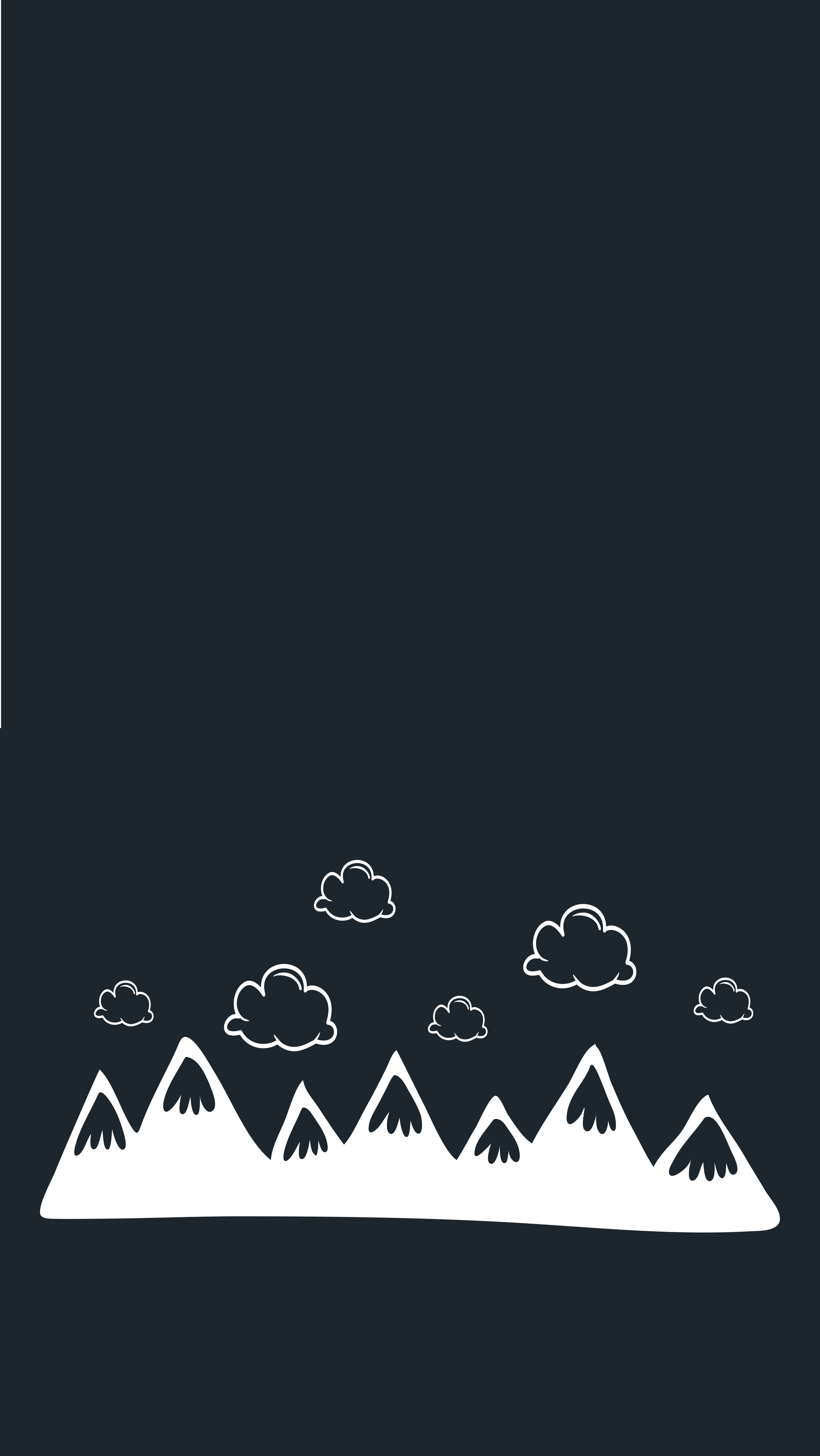 Black rug with hand-drawn mountains and clouds - TenStickers