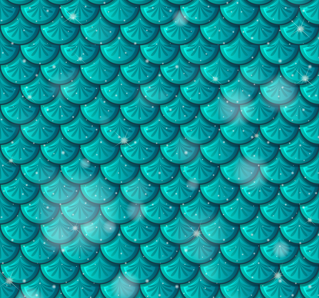 Green rug with mermaid blue scales design - TenStickers