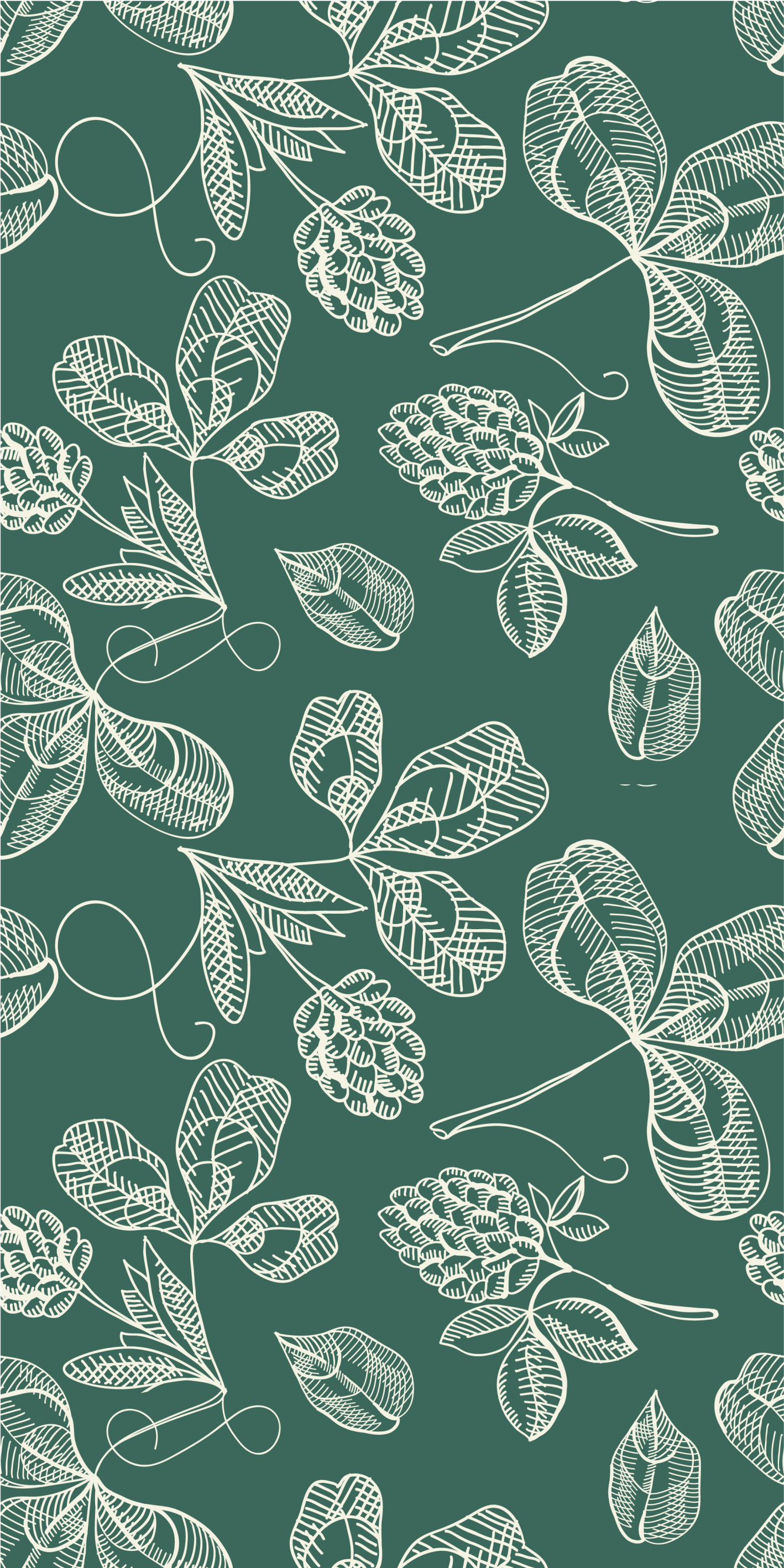 Green rug with green leaf doodle design - TenStickers