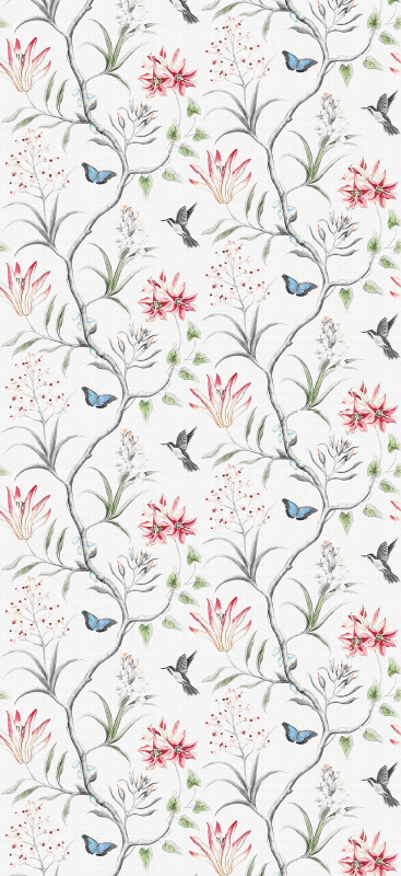 Outdoor rug featuring bird and butterfly floral design - TenStickers