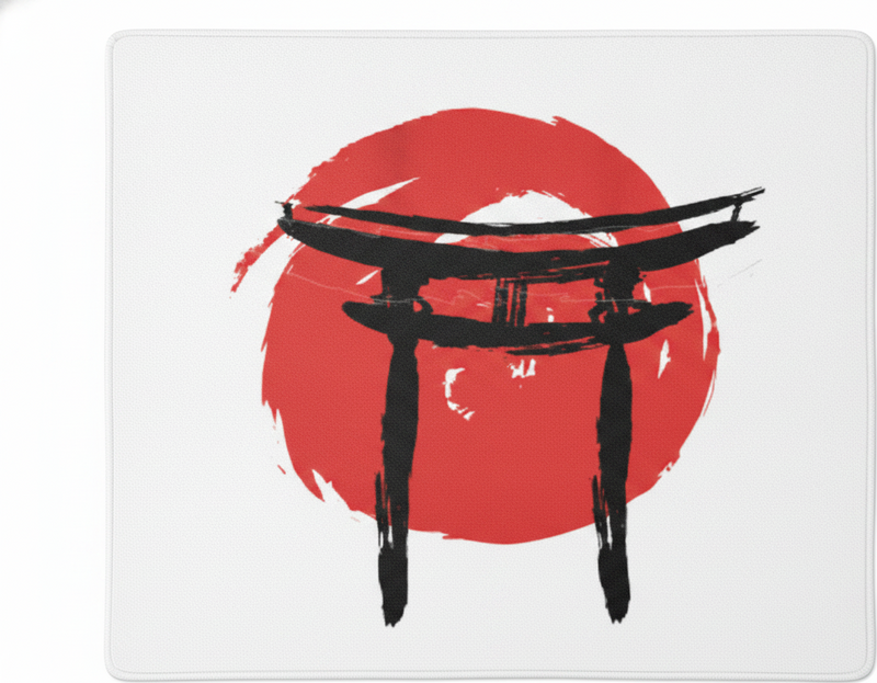 Red rug with japanese painted gate design - TenStickers