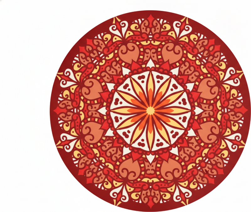 Red rug with luxury ornamental colorful mandala - TenStickers