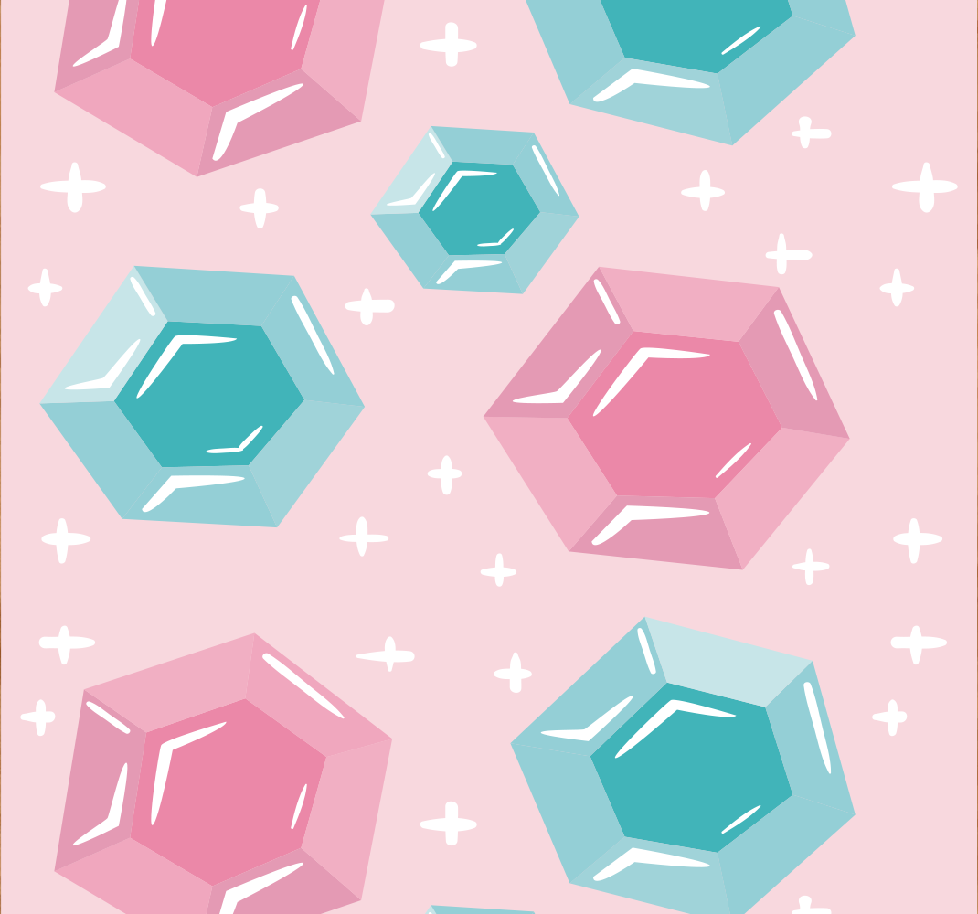 Pink rug with geometric jewel-toned shapes - TenStickers