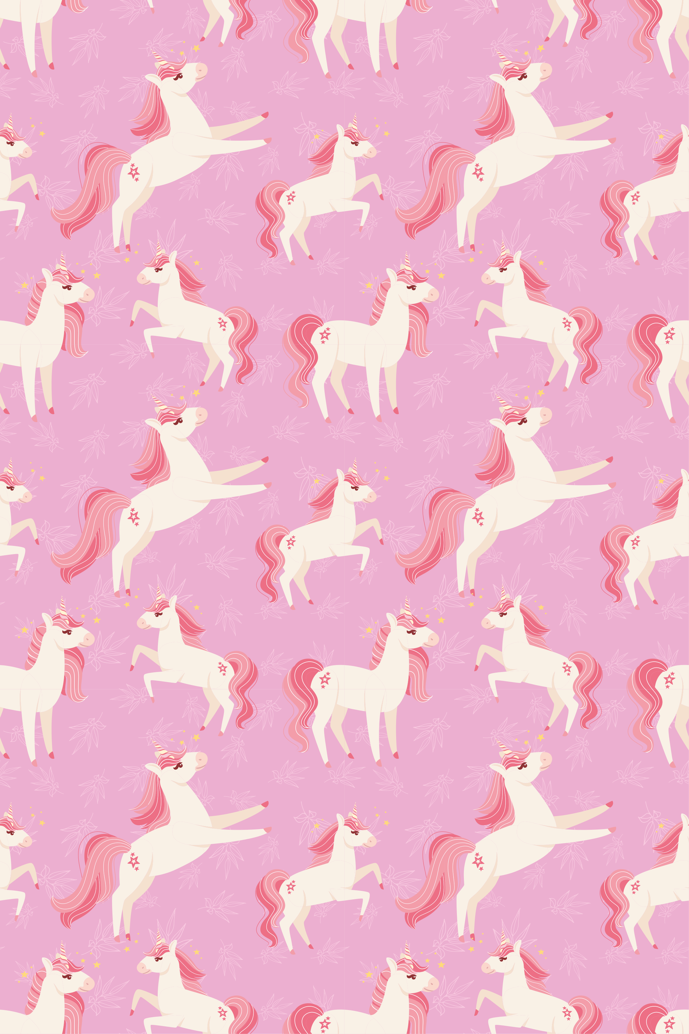 Pink rug with pastel unicorns, plants, and flowers - TenStickers