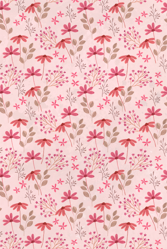 Pink rug with delicate pink little flowers - TenStickers
