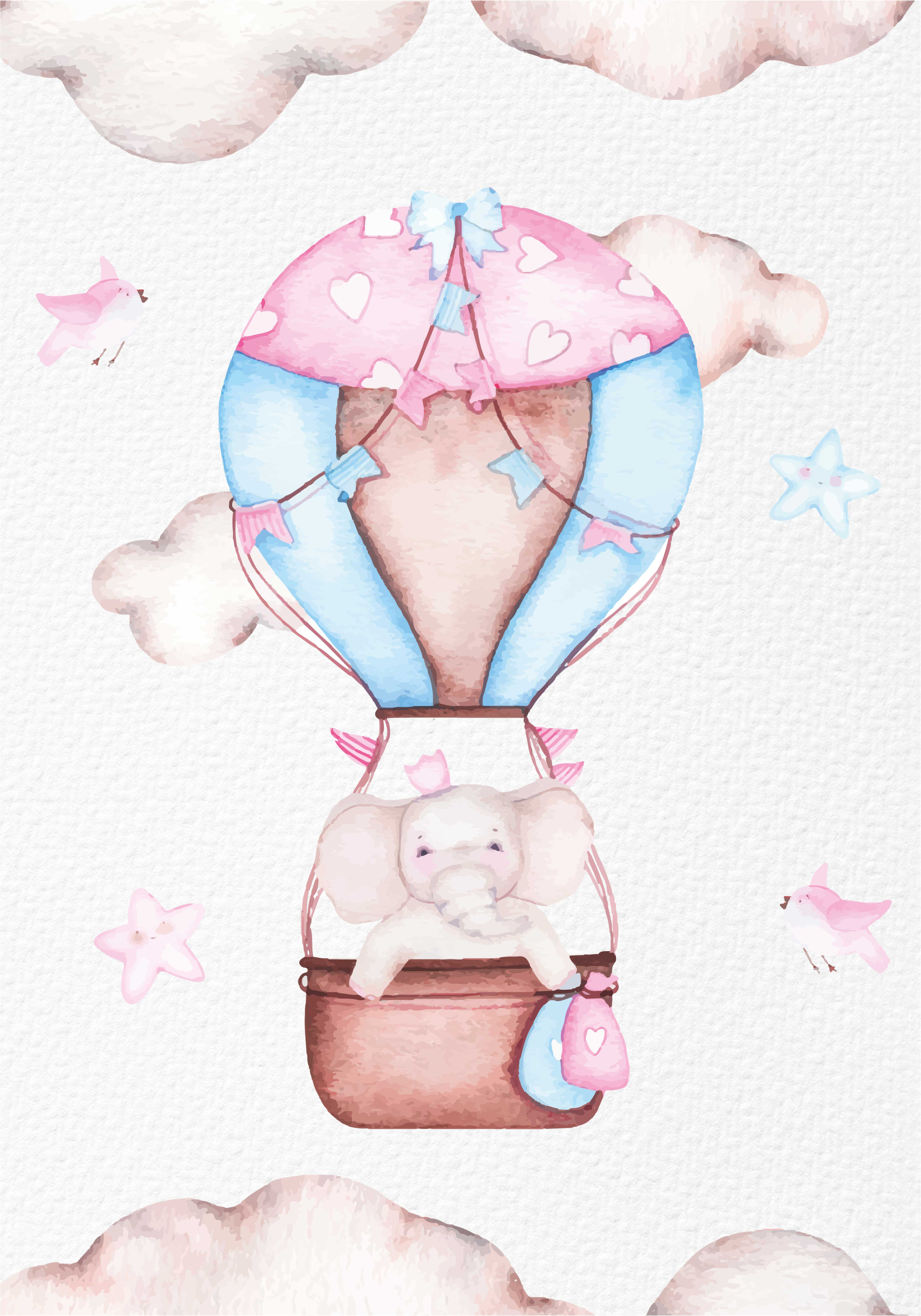 Pink rug with adorable hot air balloon design - TenStickers
