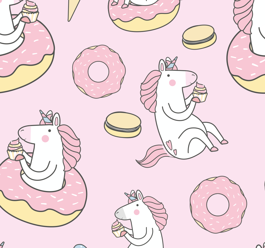 Pink rug with unicorn wallpaper design - TenStickers