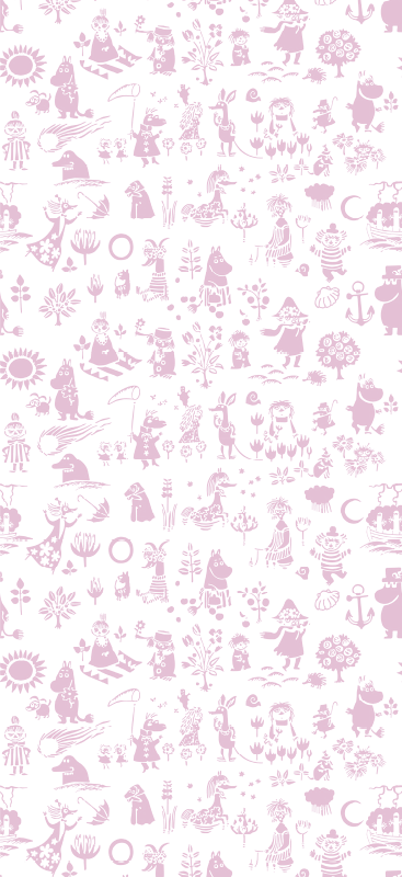 Pink rug featuring full moomin wallpaper design - TenStickers