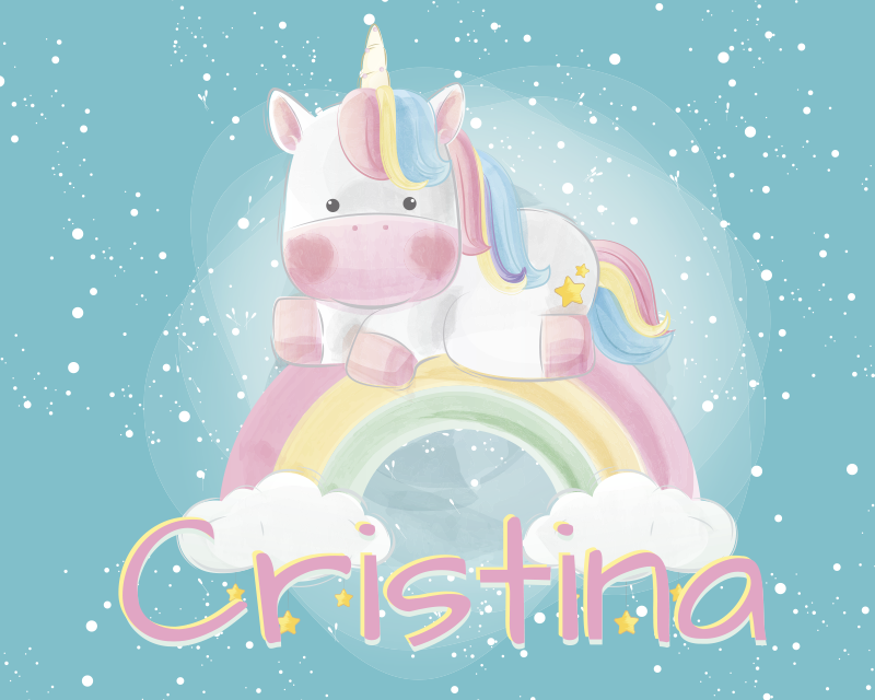 personalizable unicorn babies vinyl rug - TenStickers