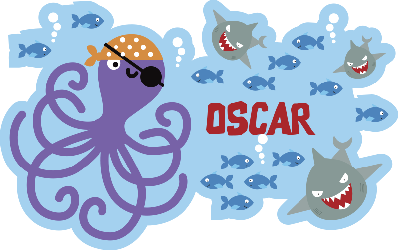 customizable pirate octopus vinyl rug - TenStickers