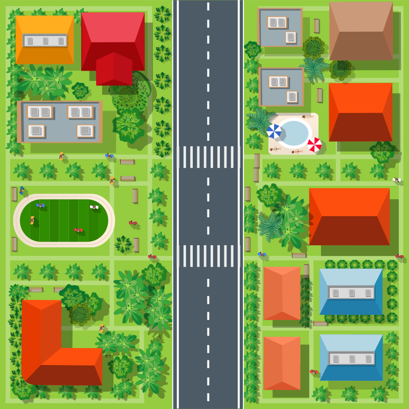 Playful Townscape kids carpet - TenStickers