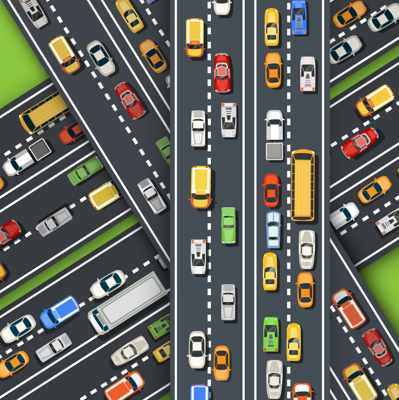 City Traffic Illustration road map rug - TenStickers
