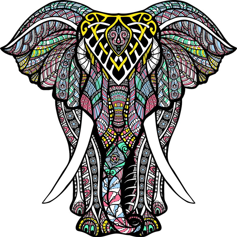 Wonderful elephant mandala vinyl rug - TenStickers