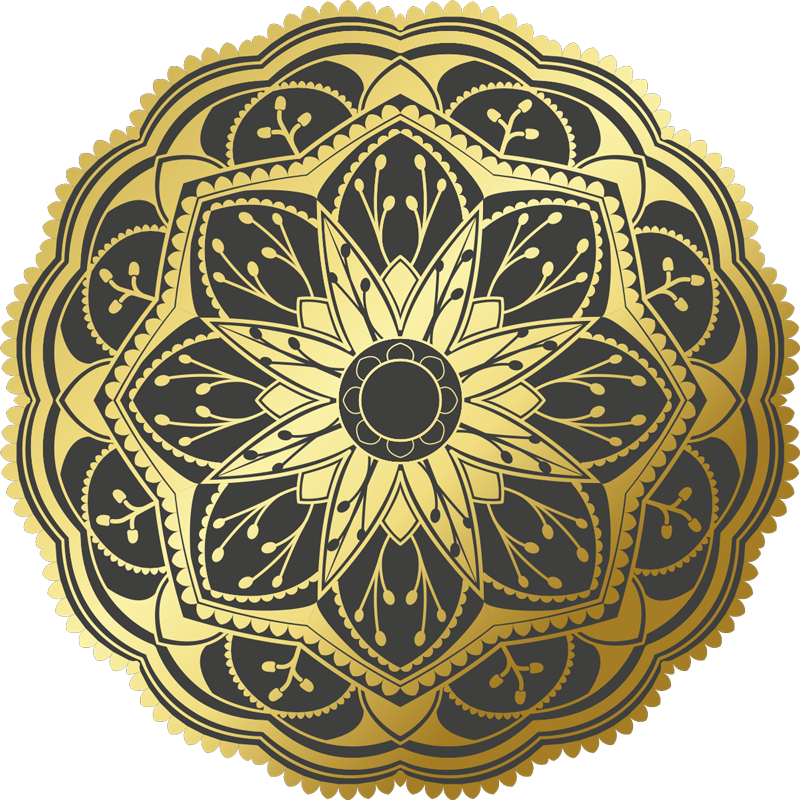 Mandala rug with golden mandala design - TenStickers