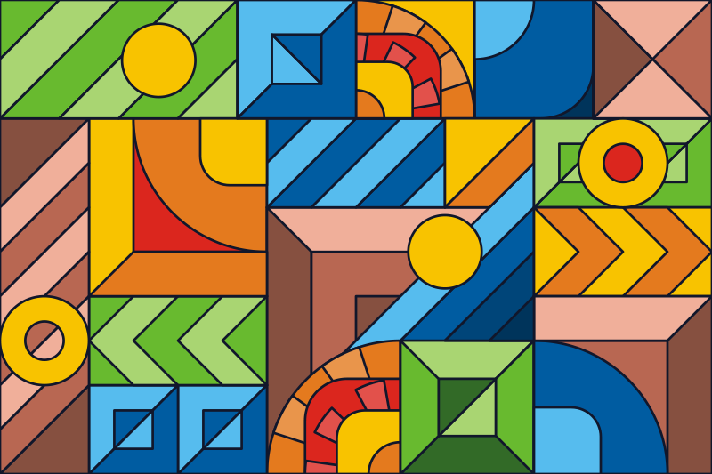 Geometric rug in geometric color blocks - TenStickers