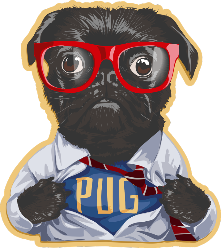 Stylish Pug Illustration animal mat - TenStickers