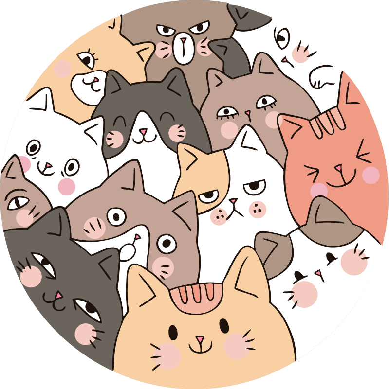 Cartoon Cat Faces animal mat - TenStickers