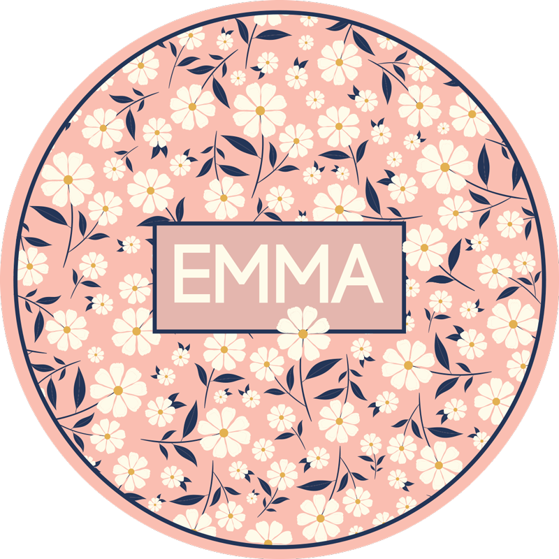 Personalized Floral Circle custom floor mat - TenStickers