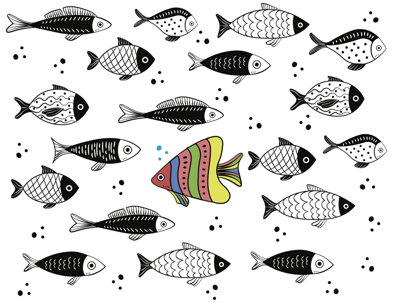 Animal mat with fish design - TenStickers