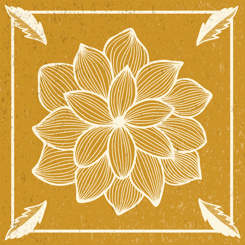 Floral rug with golden blossom design - TenStickers