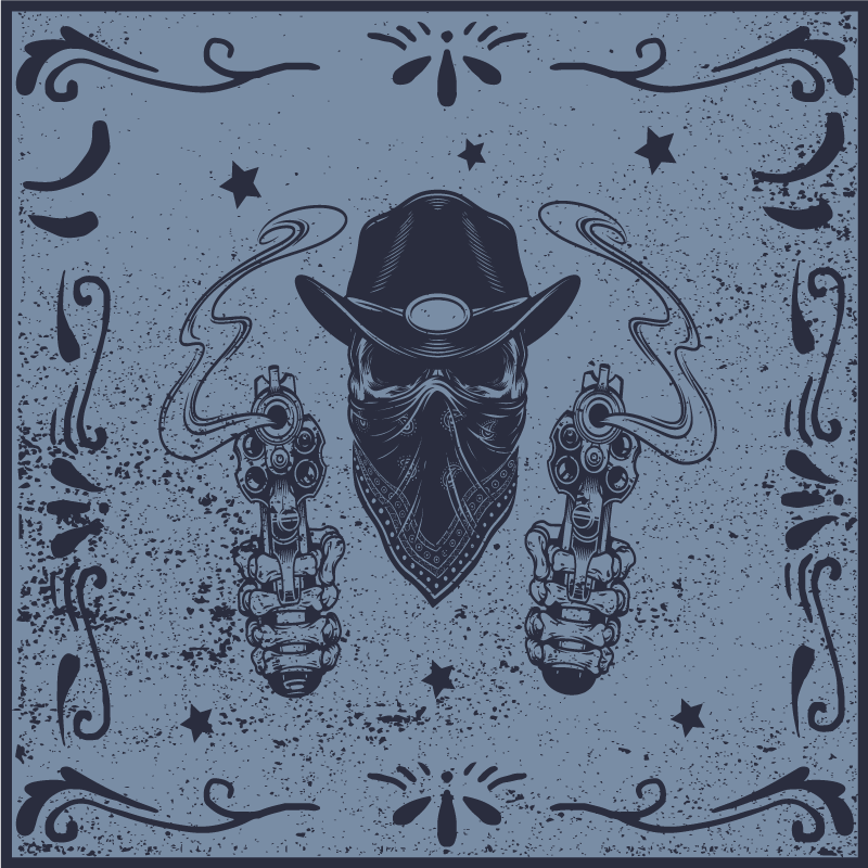 Cowboy skull and flock vintage vinyl rugs - TenStickers