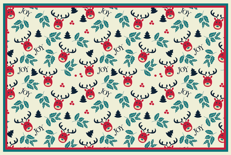 Festive Reindeer Pattern christmas rug - TenStickers