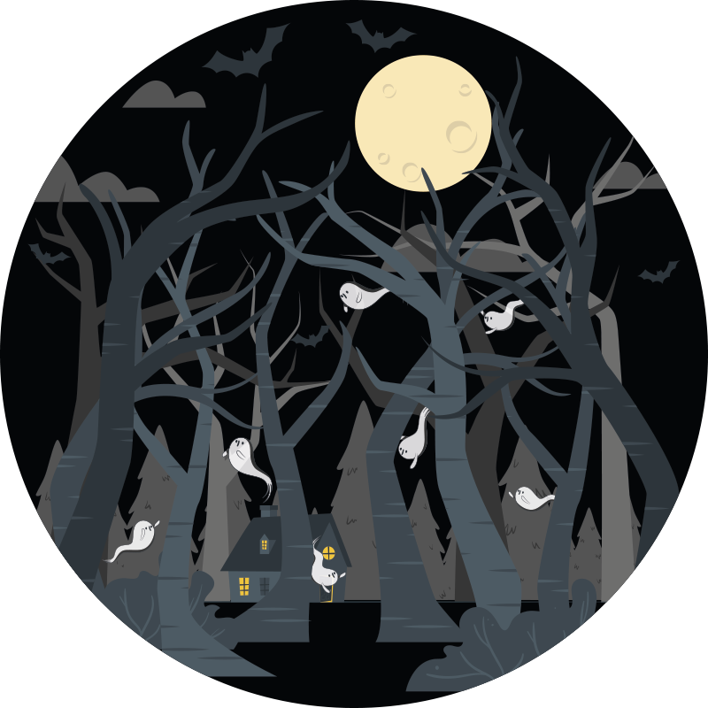 Spooky Forest Scene halloween rugs - TenStickers