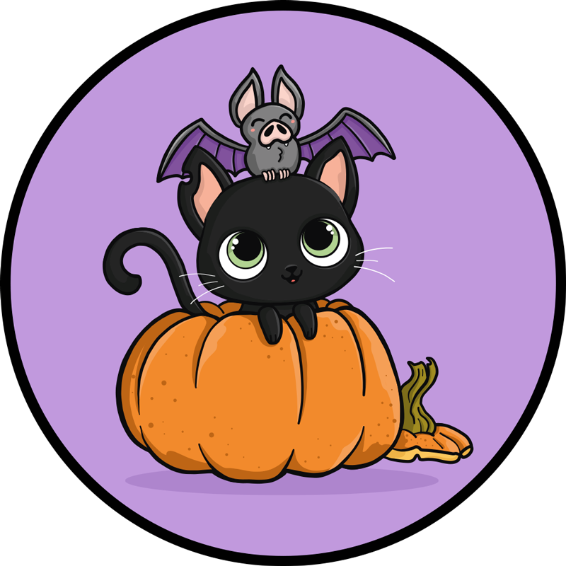 Halloween rugs featuring spooky bat cats - TenStickers