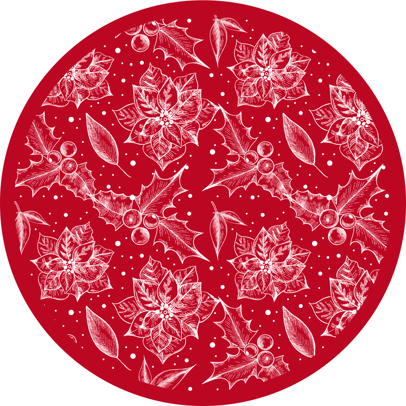 Seasonal Poinsettia Motif christmas rug - TenStickers