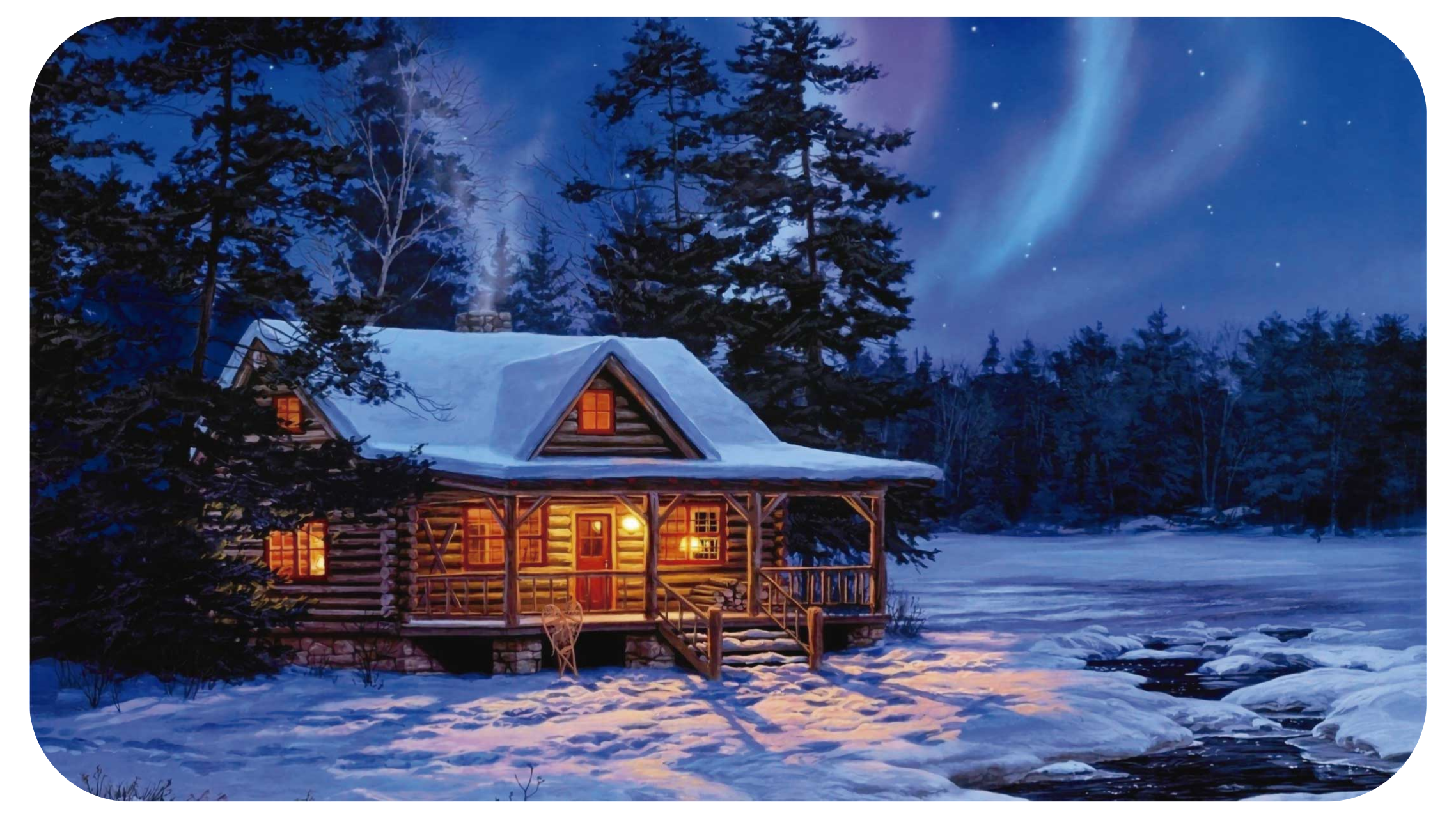 Winter Cabin Scene christmas rug - TenStickers