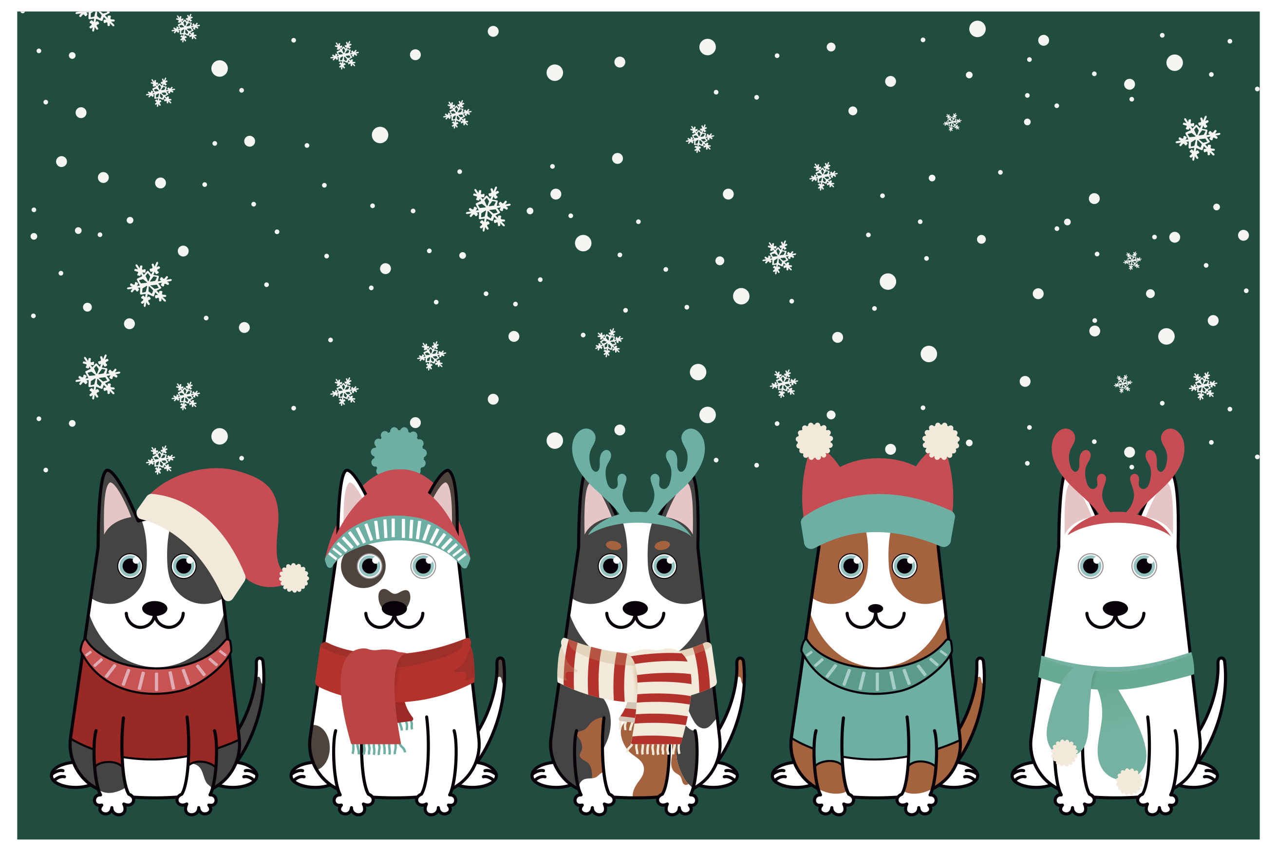 Festive Dogs Ensemble christmas rug - TenStickers