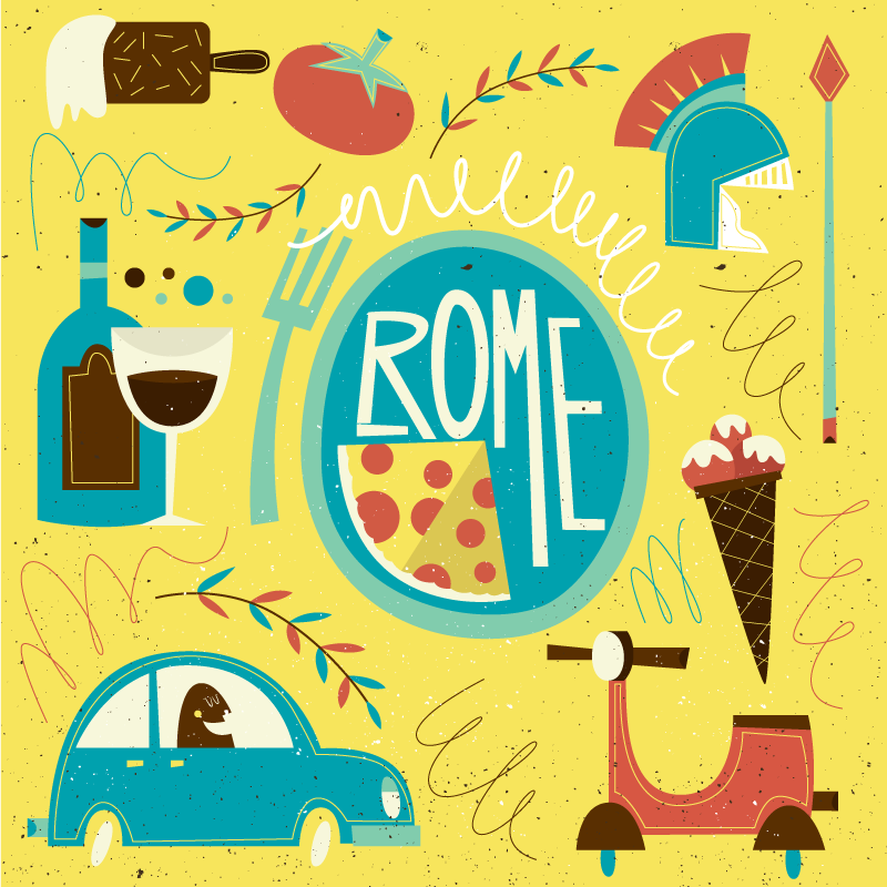 Rome Theme Illustration alphabet carpet - TenStickers