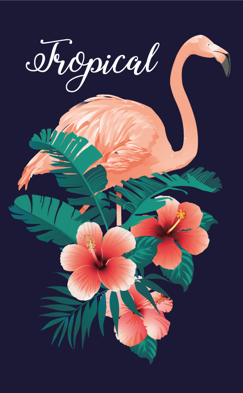 Tropical Flamingo animal mat - TenStickers