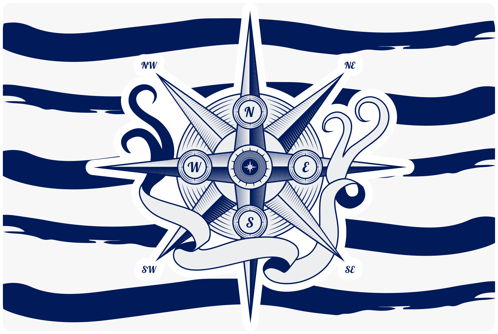 Map rug nautical compass design for home decor - TenStickers