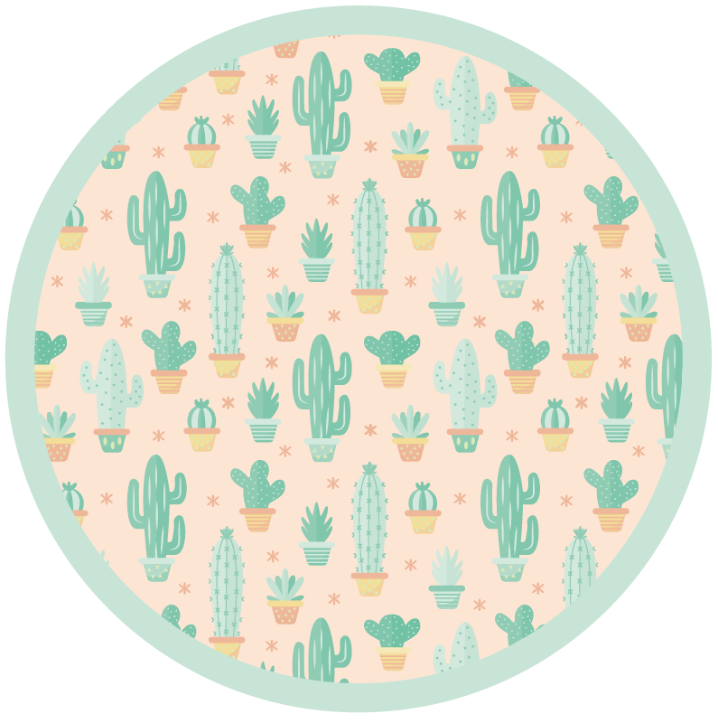 Cacti Circular Pattern kids carpet - TenStickers