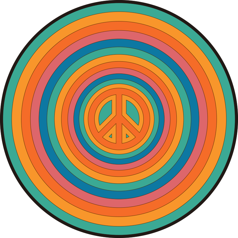 Colorful Peace Symbol teenage bedroom rug - TenStickers