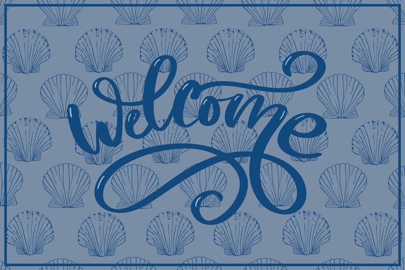 Seashell Welcome Script quote rug - TenStickers
