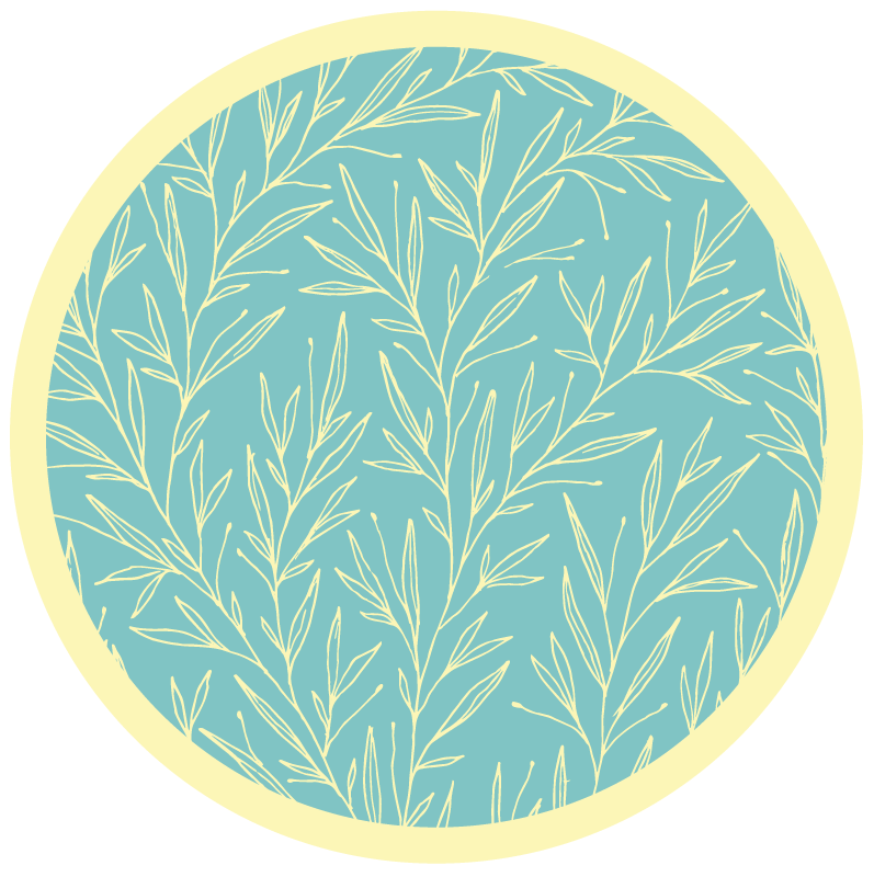 Botanical Round Motif floral rug - TenStickers