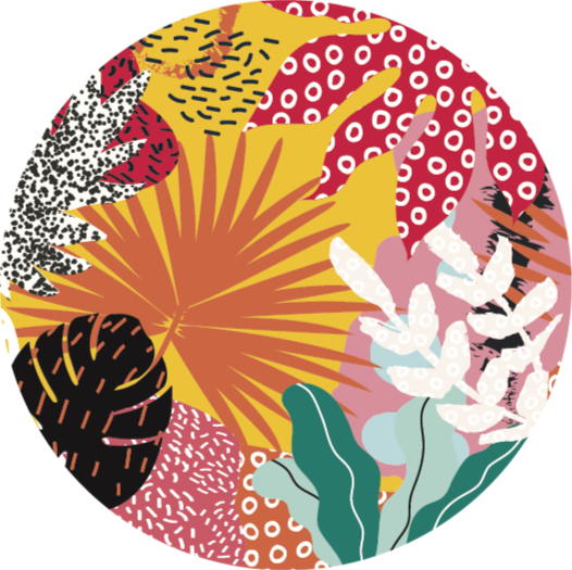 Painted monstera multicolour nature vinyl rug - TenStickers