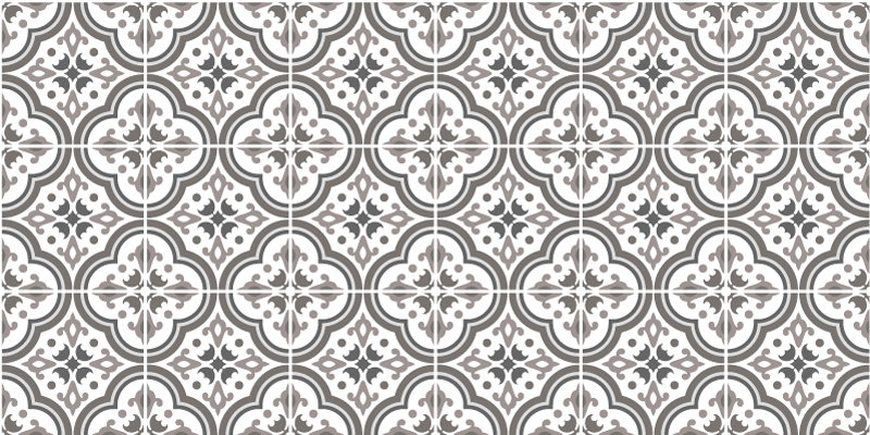 Grey flower and tile  vinyl rug - TenStickers