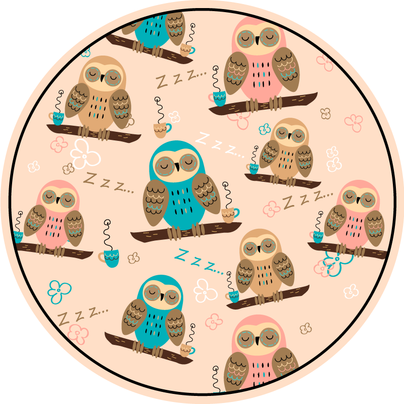 Owl Themed Circle nursery rug - TenStickers