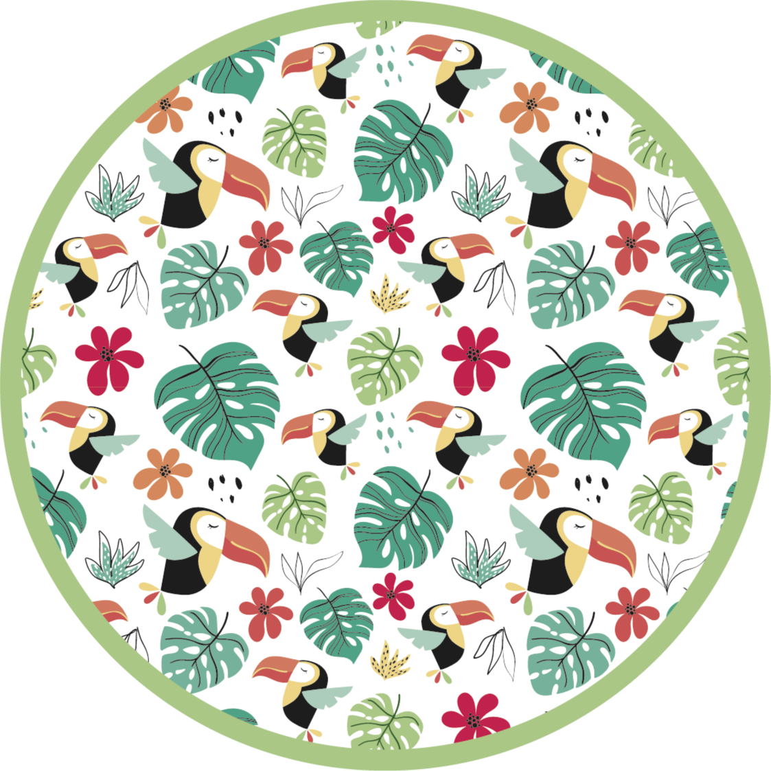 Tropical Leaves and Birds vinyl rug - TenStickers