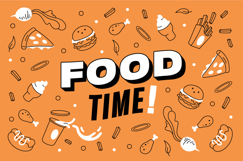 Food Time Illustration kitchen mat - TenStickers