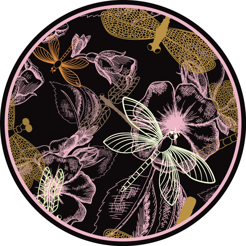 Botanical Insect Imagery floral rug - TenStickers