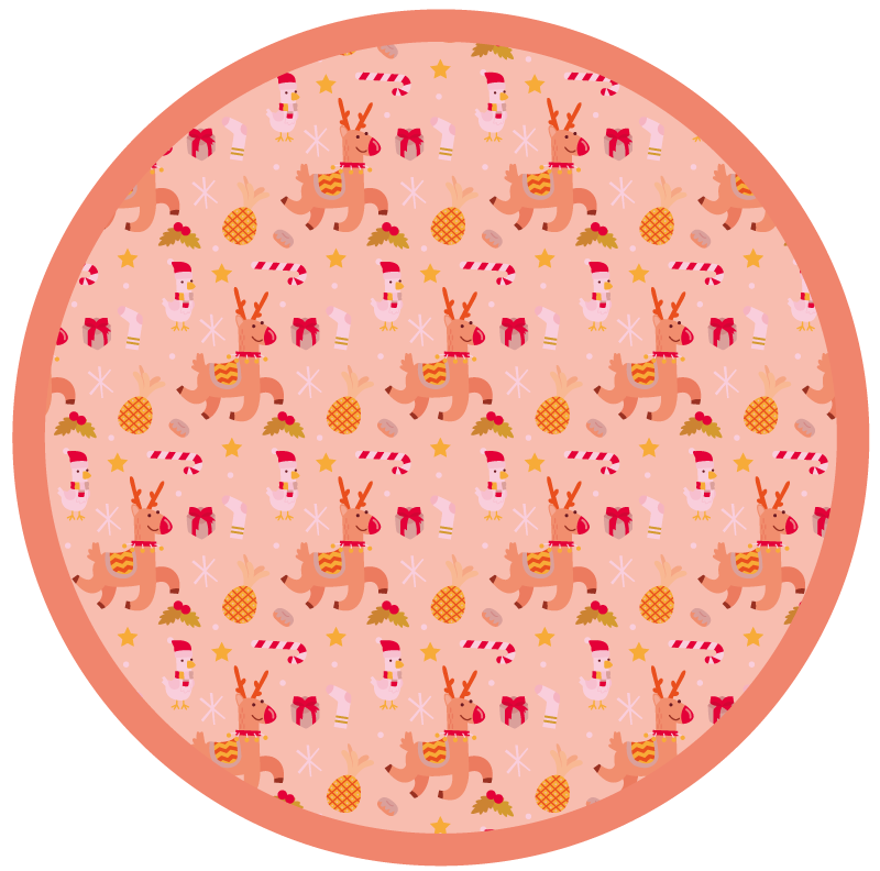 Festive Reindeer Circle christmas rug - TenStickers
